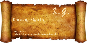 Kassay Gyula névjegykártya